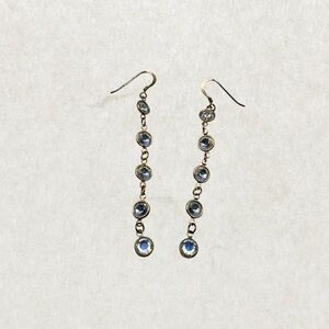 Vintage Long Sterling Silver Gold-Plated Drop Earrings – Excellent Condition